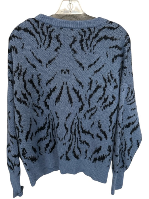 Cinq a Sept Size L Blue & Black Alpaca Blend Long Sleeve Animal Print Sweater Blue & Black / L
