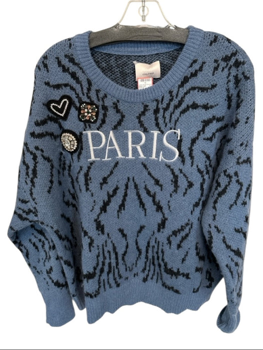 Cinq a Sept Size L Blue & Black Alpaca Blend Long Sleeve Animal Print Sweater Blue & Black / L