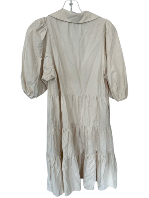 Brochu Walker Size S Bone Polyester & Cotton Button Up Tiered Skirt Midi Dress Bone / S