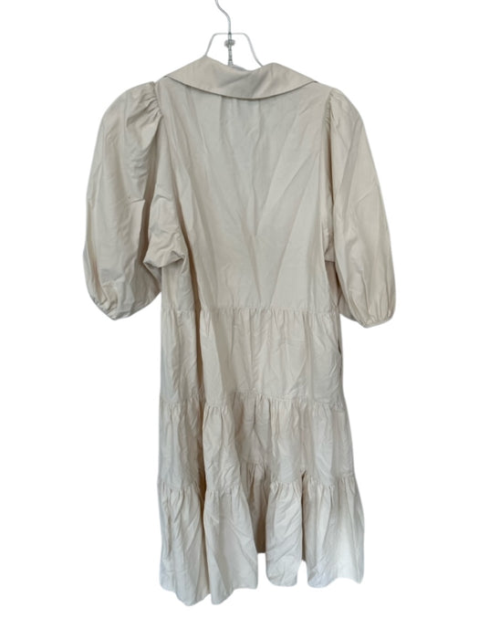 Brochu Walker Size S Bone Polyester & Cotton Button Up Tiered Skirt Midi Dress Bone / S