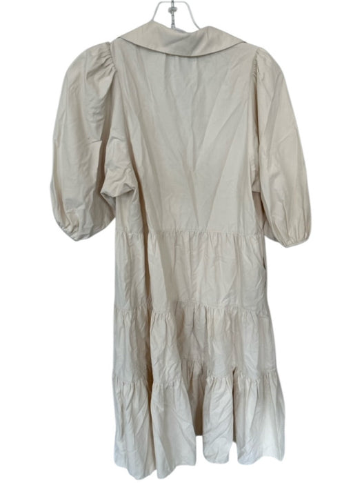 Brochu Walker Size S Bone Polyester & Cotton Button Up Tiered Skirt Midi Dress Bone / S