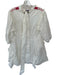 Veroalfie Size 2/M White & Pink Cotton Short Puff Sleeve Belt Inc Mini Dress White & Pink / 2/M