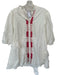 Veroalfie Size 2/M White & Pink Cotton Short Puff Sleeve Belt Inc Mini Dress White & Pink / 2/M
