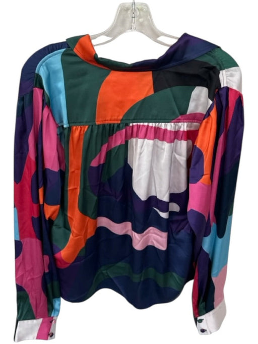 Hutch Size L Purple, Green & Pink Polyester Button Up Long Sleeve Abstract Top Purple, Green & Pink / L