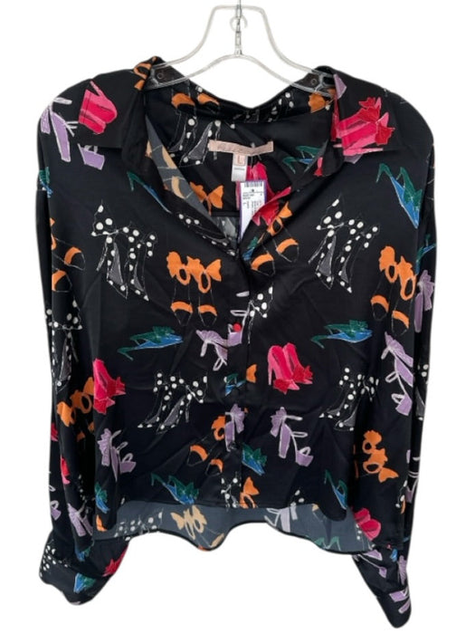 Hutch Size L Black & Multi Polyester Button Up Shoes Long Sleeve Graphic Top Black & Multi / L