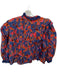 Farm Rio Size S Blue, Orange & Pink Cotton Half Sleeve Mushroom Lace Trim Top Blue, Orange & Pink / S