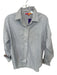 Vilagallo Size 38/S White & Blue Cotton Pinstripe Sleeve Buttons Long Sleeve Top White & Blue / 38/S