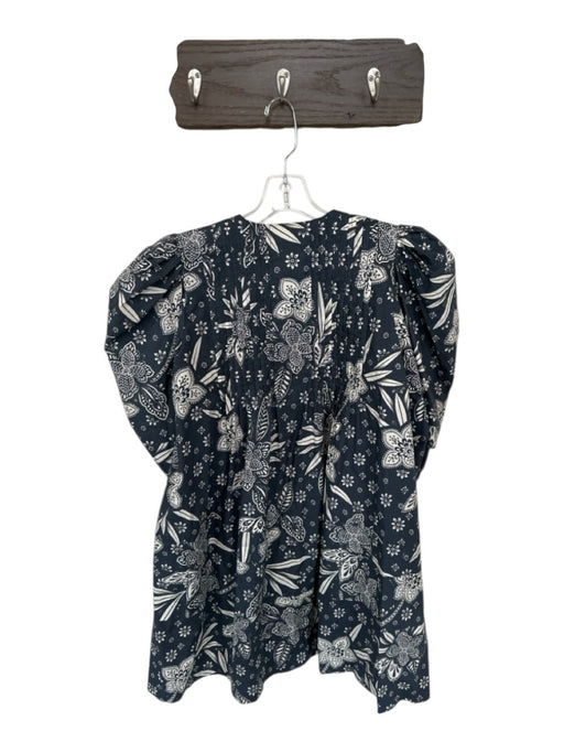 Hunter Bell Size S Gray & Cream Cotton Short Puff Sleeve Floral Mini Dress Gray & Cream / S
