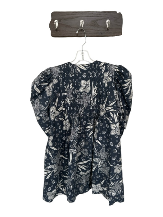 Hunter Bell Size S Gray & Cream Cotton Short Puff Sleeve Floral Mini Dress Gray & Cream / S