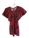 La Roque Size XS Pink, Red & Blue Cotton Botanical Leaves Short Sleeve Dress Pink, Red & Blue / XS