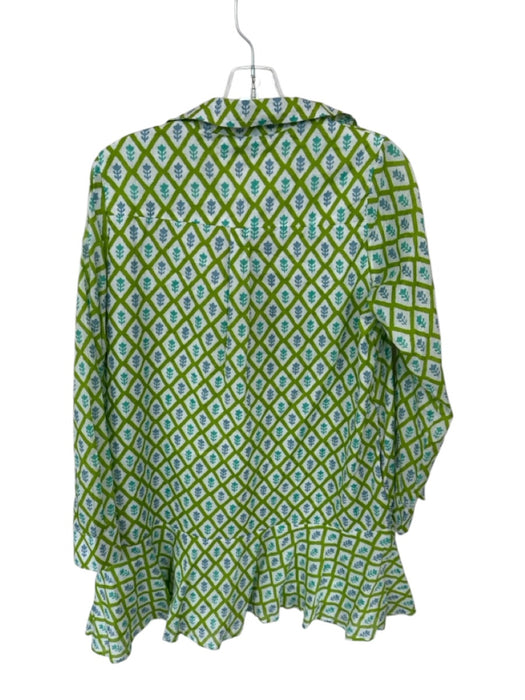 Livro Size S Lime & White Cotton Long Sleeve Mini Flowers Button up Dress Lime & White / S