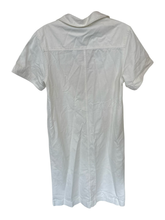 Lilla P Size S White Cotton Denim Short Sleeve Button Up Maxi Belted Dress White / S