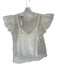 Simkhai Size L White Sheer Slip Incld Ruffle Sleeve Detail Button Neck Top White / L