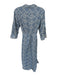 Shoshanna Size M Blue & White Cotton Gingham Floral Embroidery belt tie Dress Blue & White / M