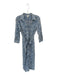 Shoshanna Size M Blue & White Cotton Gingham Floral Embroidery belt tie Dress Blue & White / M