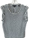 Veronica Beard Size M White & Navy Cotton Rolled Sleeves Stripes Muscle Tank Top White & Navy / M