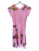 Fanm Mon Size L Pink Linen Embroidered Butterflies Short Sleeve Maxi Dress Pink / L