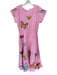 Fanm Mon Size L Pink Linen Embroidered Butterflies Short Sleeve Maxi Dress Pink / L
