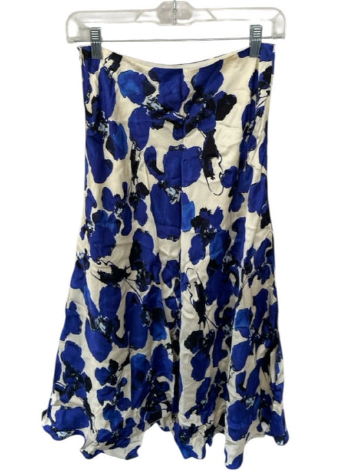 Tanya Taylor Size 4 Royal Blue & Cream Viscose Floral Watercolor Maxi Skirt Royal Blue & Cream / 4