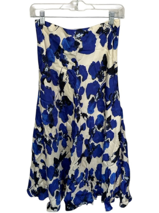 Tanya Taylor Size 4 Royal Blue & Cream Viscose Floral Watercolor Maxi Skirt Royal Blue & Cream / 4