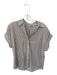 Veronica Beard Size 4 Tan & White Cotton Short Sleeve Striped Collar Button Top Tan & White / 4