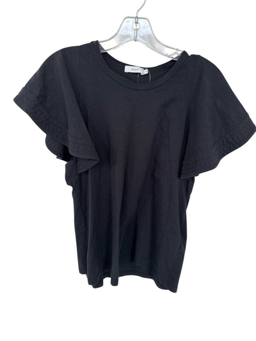 A.L.C. Size M Black Cotton Short Sleeve Top Black / M