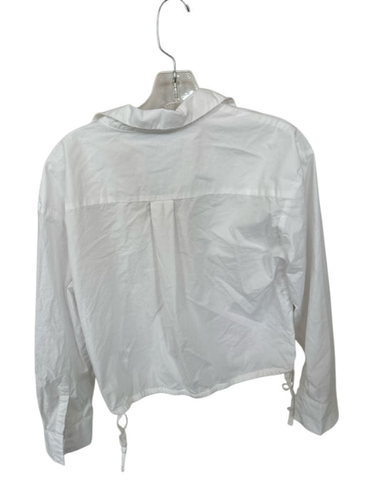 Greylin Size M White Cotton Long Balloon Sleeve Drawstring Waist Button Down Top White / M