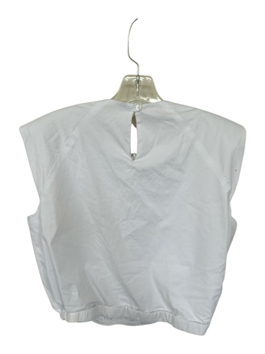 Finley Size S White Cotton Shoulder Pads Sleeveless Cropped Pleat Top White / S