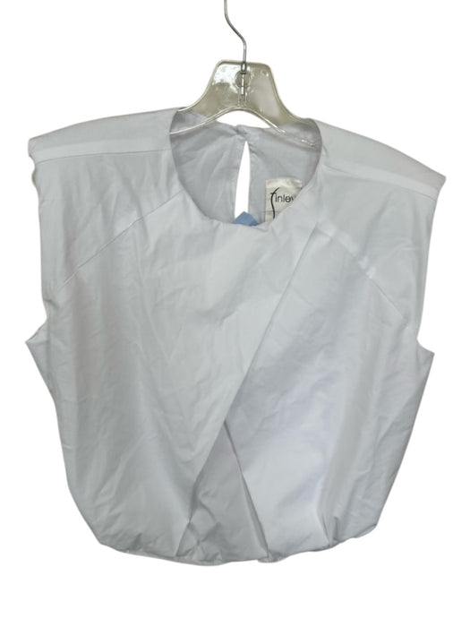 Finley Size S White Cotton Shoulder Pads Sleeveless Cropped Pleat Top White / S