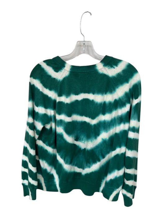 Minnierose Size M Green & White Cotton Crew Neck Tie Dye Long Sleeve Sweater Green & White / M