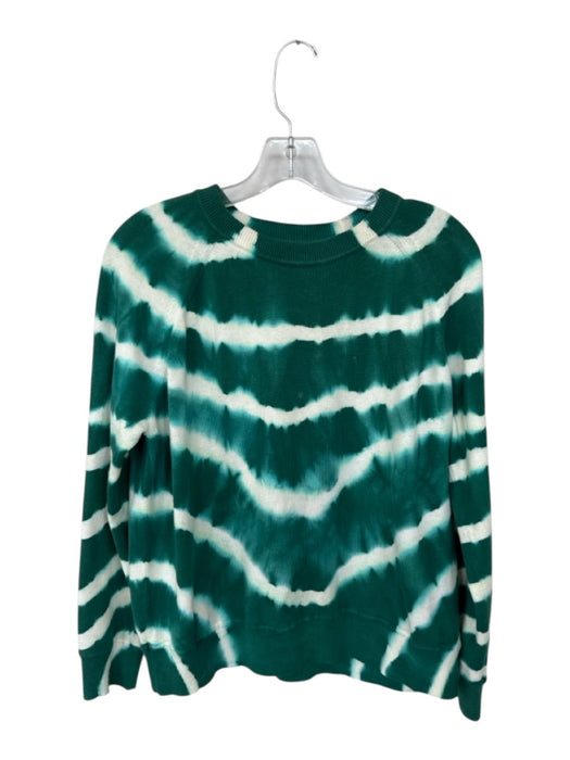Minnierose Size M Green & White Cotton Crew Neck Tie Dye Long Sleeve Sweater Green & White / M
