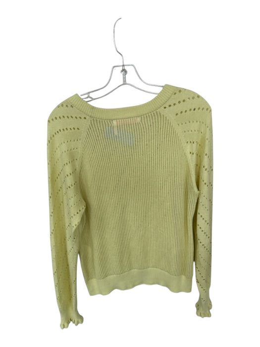See By Chloe Size L Chartreuse Cotton Blend Long Sleeve Holes Sweater Chartreuse / L