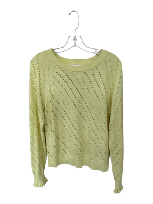 See By Chloe Size L Chartreuse Cotton Blend Long Sleeve Holes Sweater Chartreuse / L