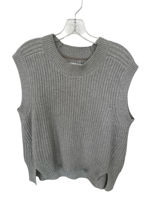 Brochu Walker Size M Light Gray Cotton & Cashmere Sleeveless Knit Sweater Light Gray / M