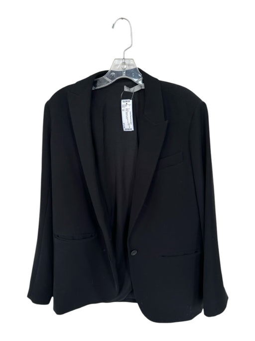 Vince Size 10 Black Polyester Shoulder Pad One Button Blazer Jacket Black / 10