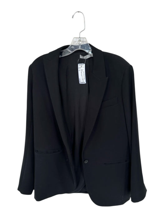 Vince Size 10 Black Polyester Shoulder Pad One Button Blazer Jacket Black / 10