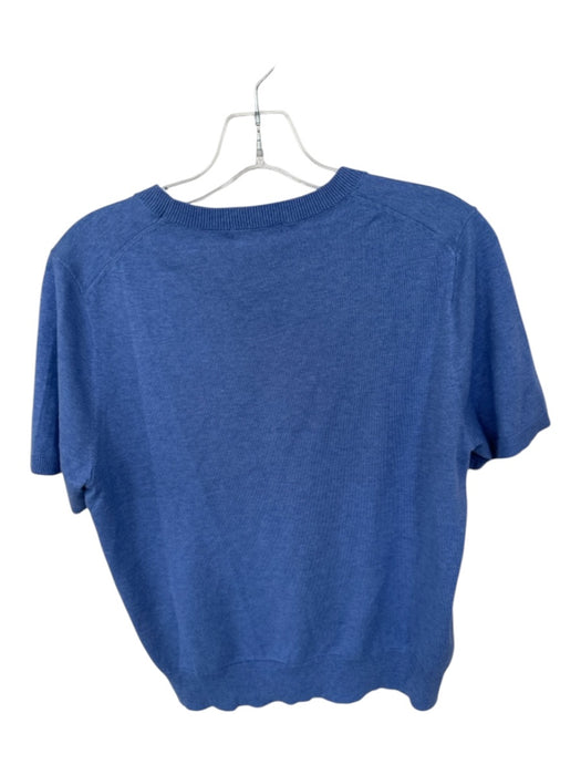 J. McLaughlin Size M Blue Cotton & Modal Short Sleeve Knit Top Blue / M