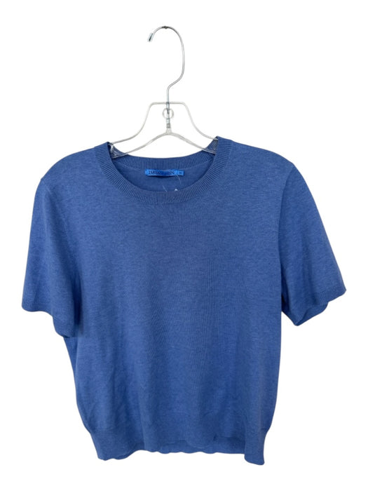 J. McLaughlin Size M Blue Cotton & Modal Short Sleeve Knit Top Blue / M