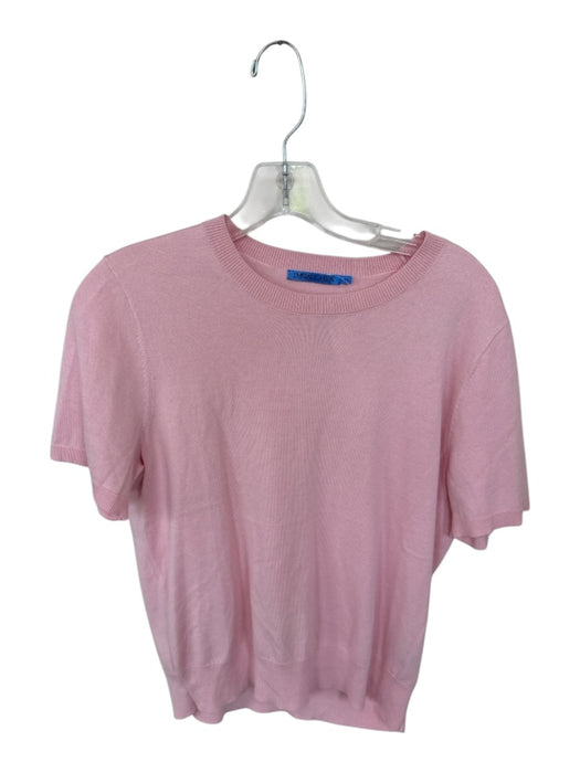 J. McLaughlin Size M Baby Pink Cotton & Modal Short Sleeve Knit Top Baby Pink / M