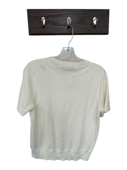J. McLaughlin Size M Cream Cotton & Modal Short Sleeve Knit Top Cream / M