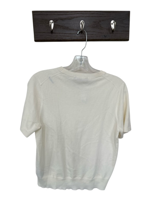 J. McLaughlin Size M Cream Cotton & Modal Short Sleeve Knit Top Cream / M