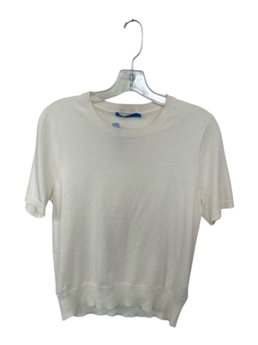 J. McLaughlin Size M Cream Cotton & Modal Short Sleeve Knit Top Cream / M