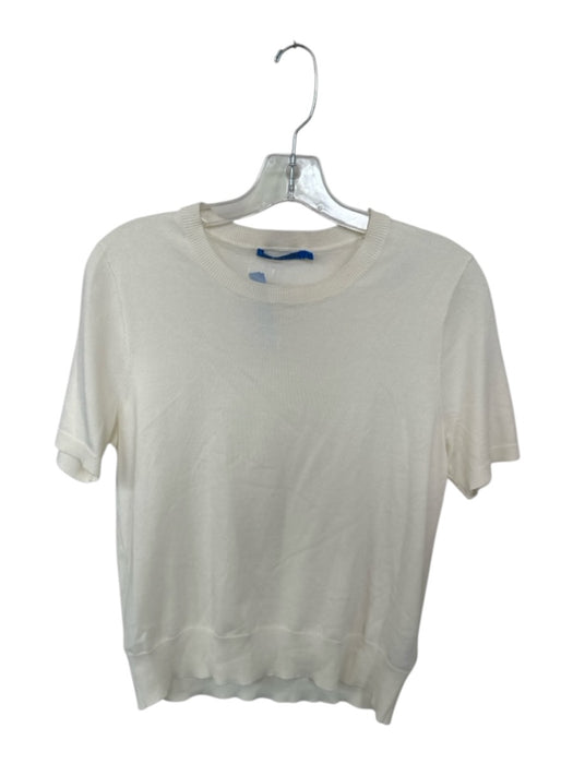 J. McLaughlin Size M Cream Cotton & Modal Short Sleeve Knit Top Cream / M
