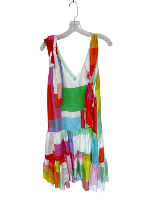 Tanya Taylor Size M Multi Silk Tie Straps Squares Lined Maxi Dress Multi / M