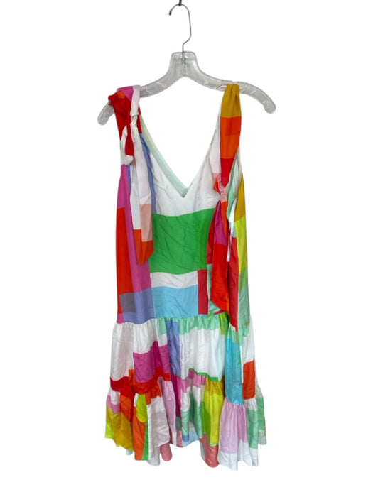 Tanya Taylor Size M Multi Silk Tie Straps Squares Lined Maxi Dress Multi / M