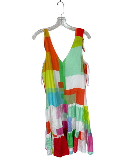 Tanya Taylor Size M Multi Silk Tie Straps Squares Lined Maxi Dress Multi / M