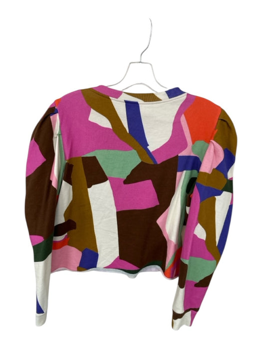 Crosby Size M Multi Cotton Long Sleeve Shapes Raw Hem Top Multi / M