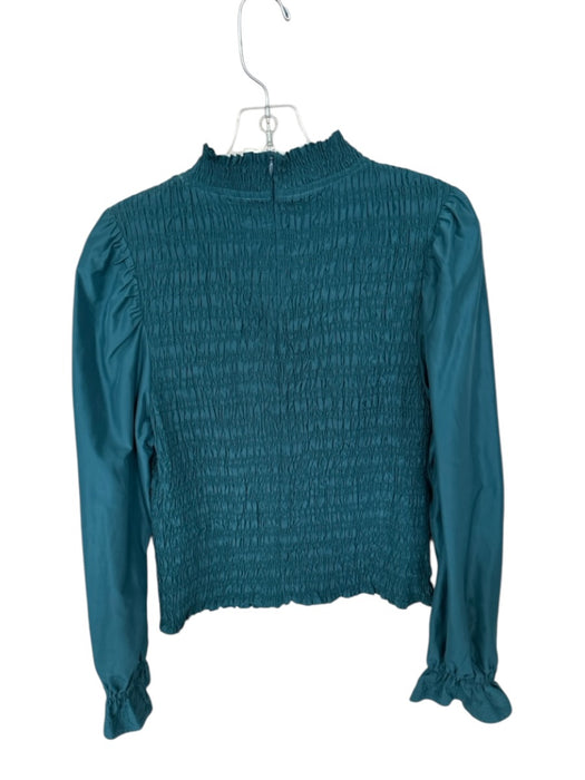 Marie Oliver Size M Teal Recycled Polyester Mock Neck smocked Back Zip Top Teal / M