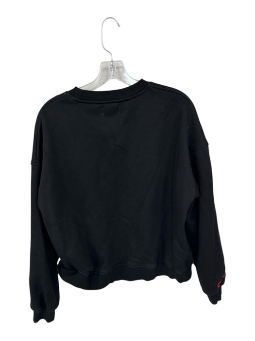 Size S Black & Red Cotton Long Sleeve Embroidered Long Sleeve Cropped Sweatshirt Black & Red / S