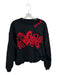 Size S Black & Red Cotton Long Sleeve Embroidered Long Sleeve Cropped Sweatshirt Black & Red / S